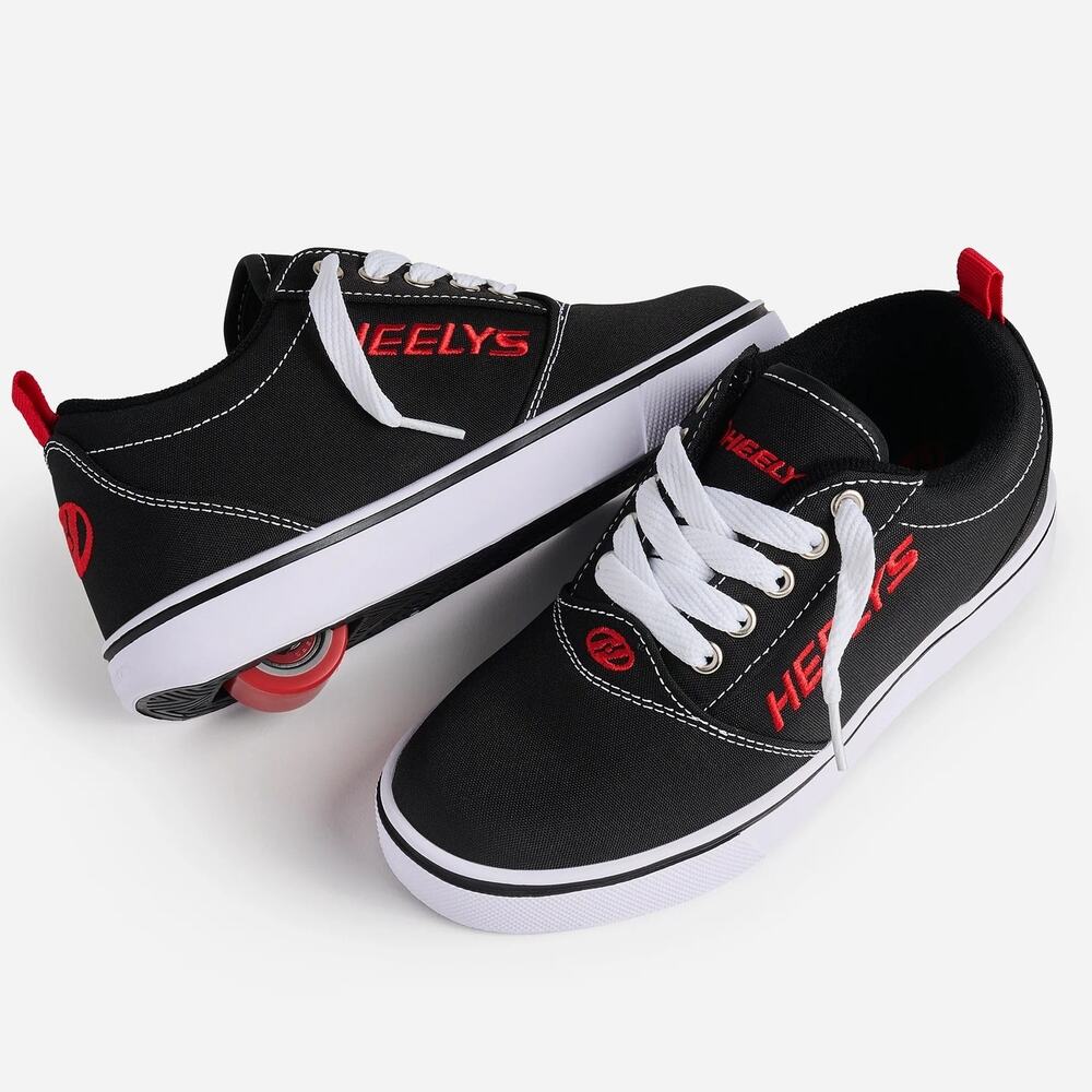 Heelys Pro 20 Wheeled Skate Shoes Low Top Lace-Up Sneaker Black Red Youth Size 5